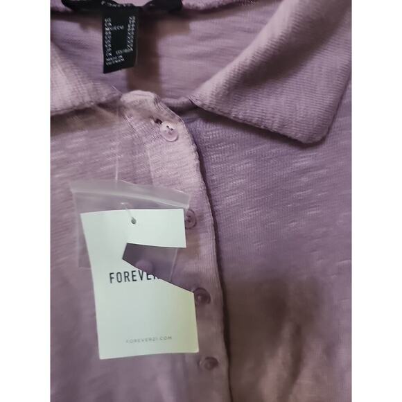 Forever 21 Pink Cropped Button Down XS Shirt A127 X-Small Excellent Nwt New - Picture 2 of 6
